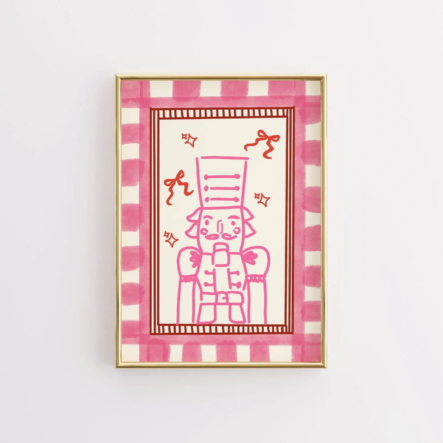 Pink Nutcracker Art – Bold Striped Border