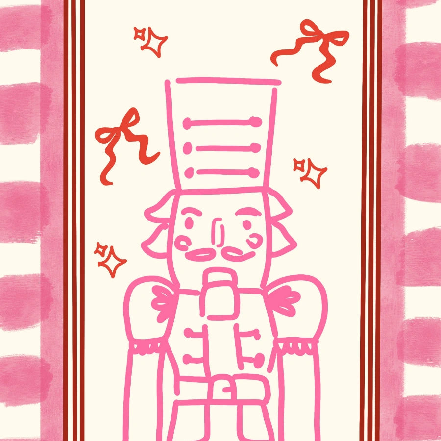 Rosa Nussknacker-Kunst – Kräftig gestreifter Rand