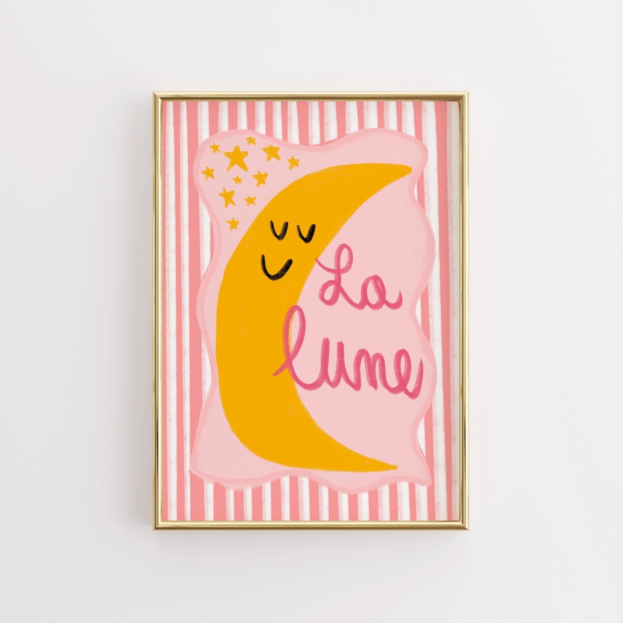 La Lune French Moon Wall Art - Pink Nursery Print