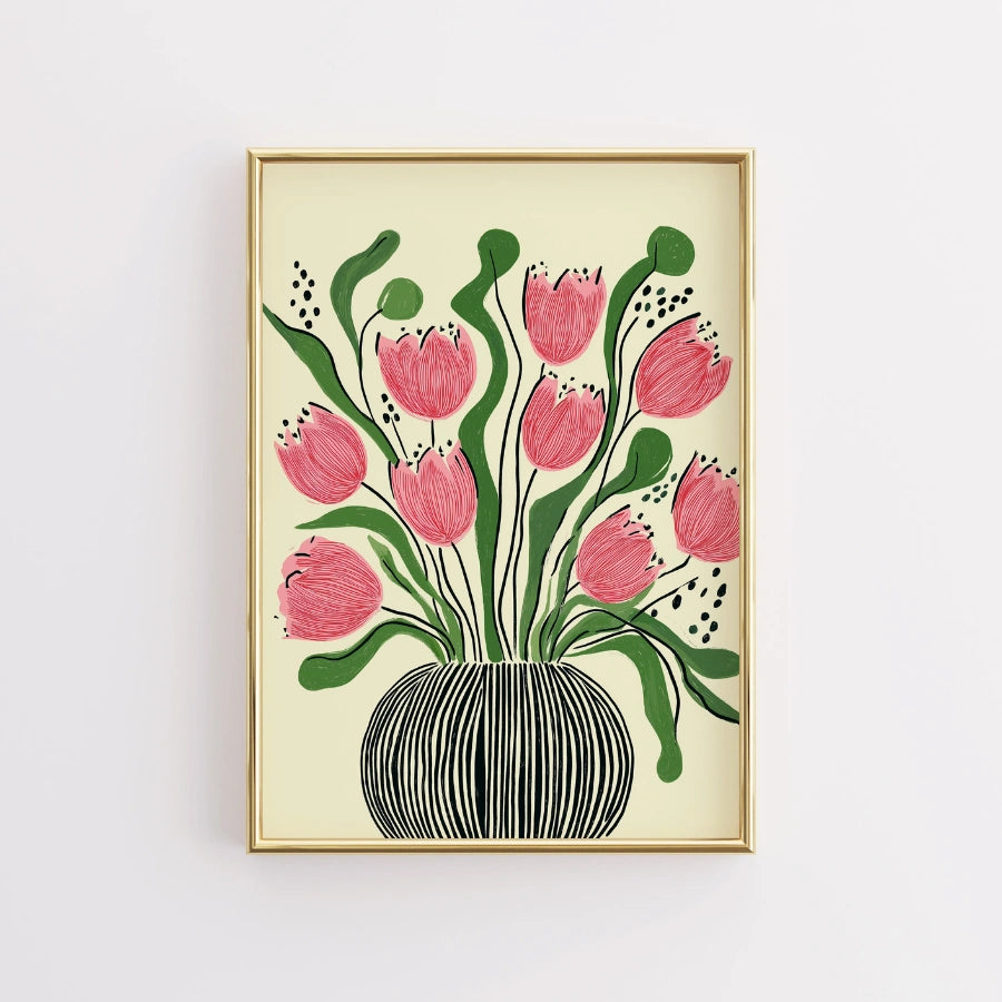 Tulip Flower Wall Art – Pink Floral Printable Poster