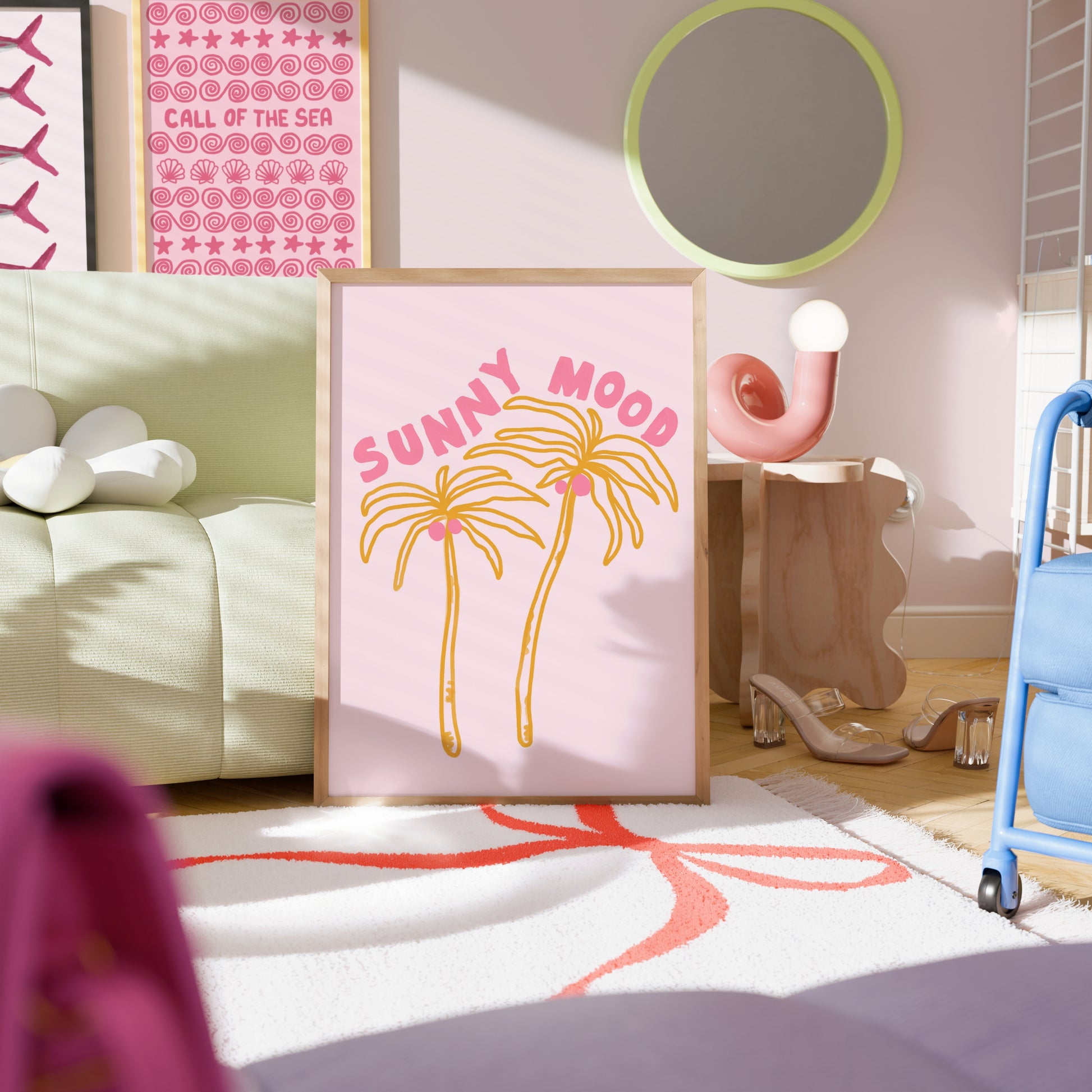 Sunny Mood Palm Tree Wall Art – Tropical Summer Print