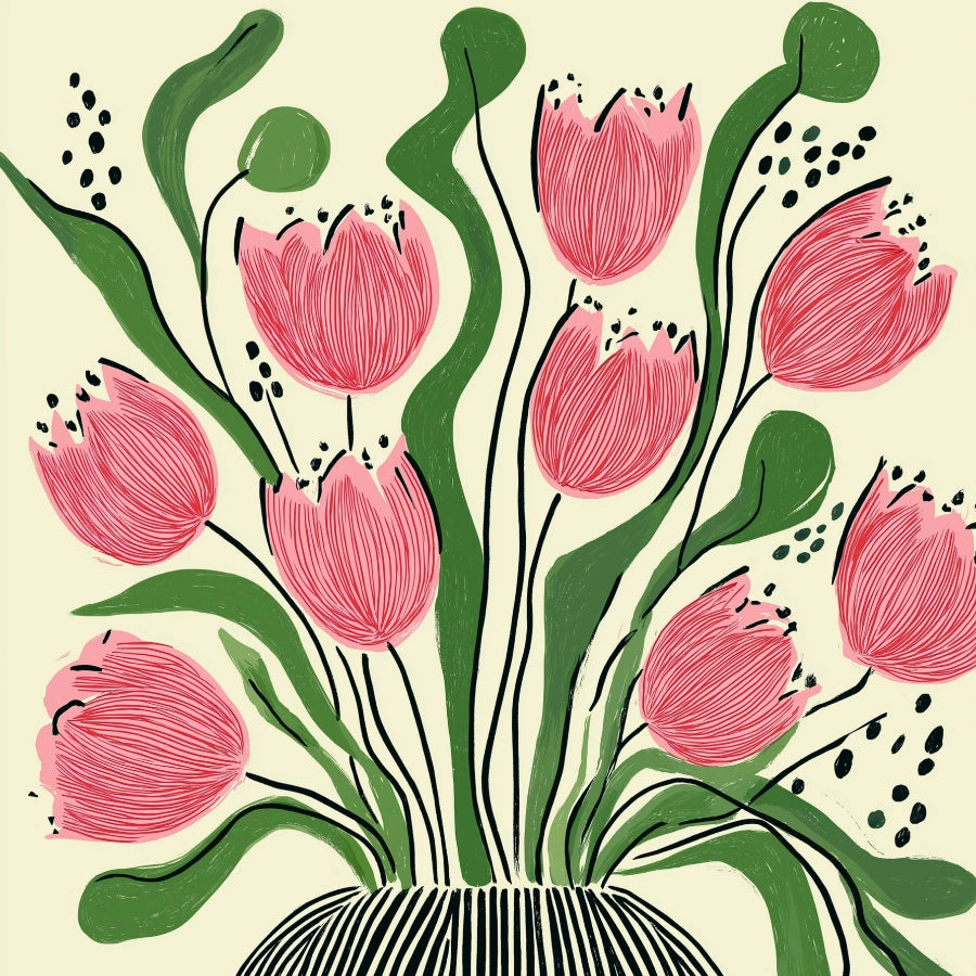 Tulip Flower Wall Art – Pink Floral Printable Poster