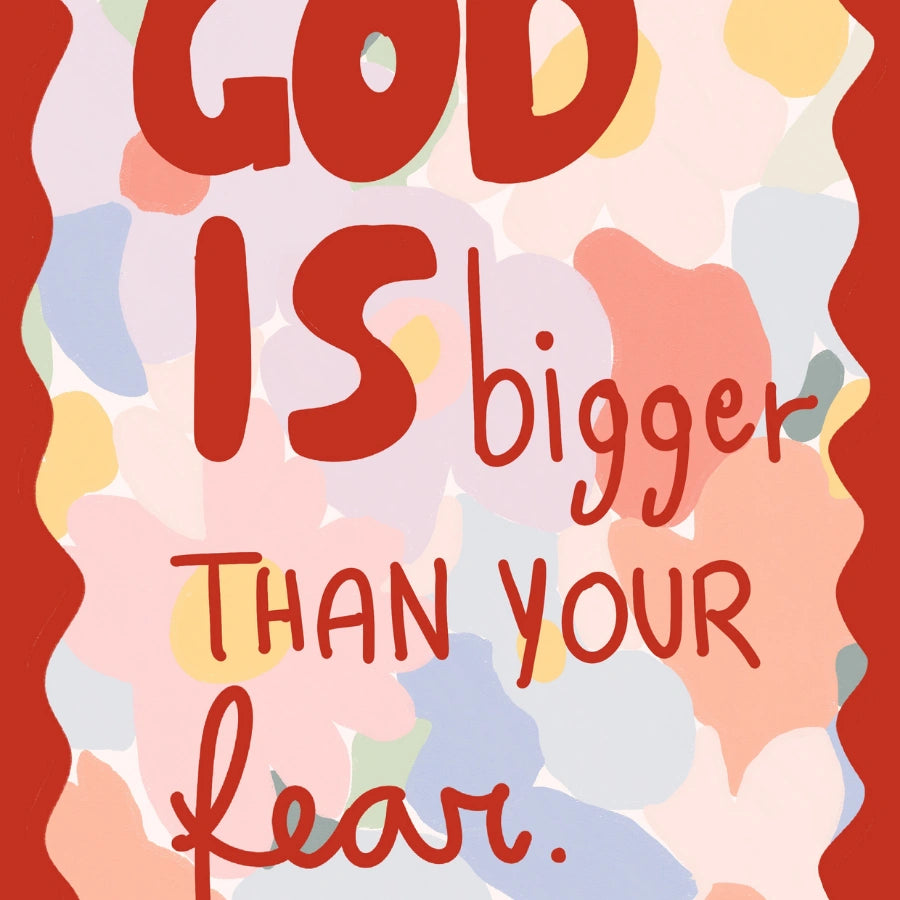 God Is Bigger Christian Wall Art – Bold Colorful Faith Print