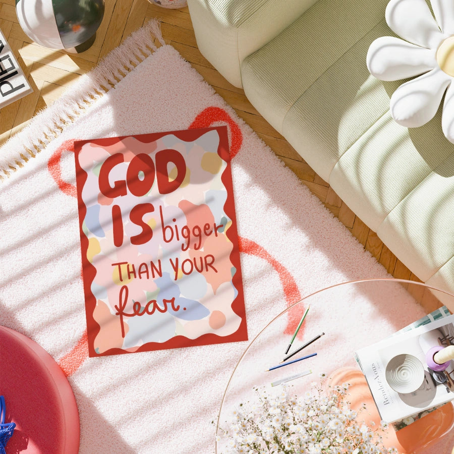 God Is Bigger Christian Wall Art – Bold Colorful Faith Print