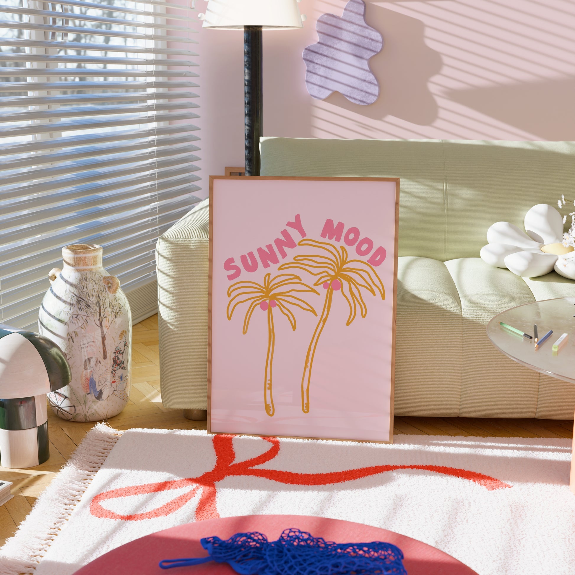 Sunny Mood Palm Tree Wall Art – Tropical Summer Print