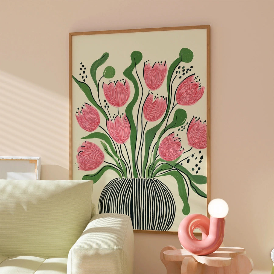 Tulip Flower Wall Art – Pink Floral Printable Poster