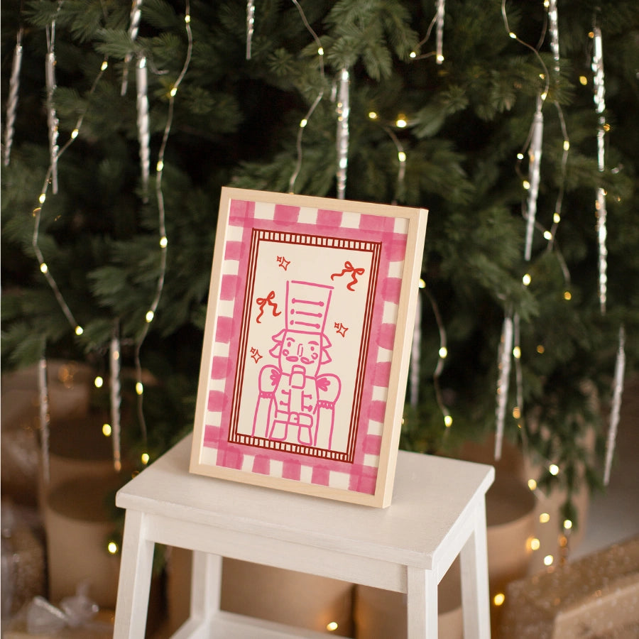 Rosa Nussknacker-Kunst – Kräftig gestreifter Rand