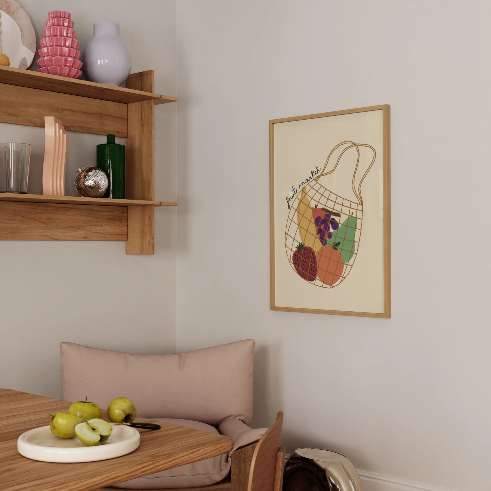 Decorazione murale per la tavola da pranzo italiana – Stampa di pasta, vino e cucina