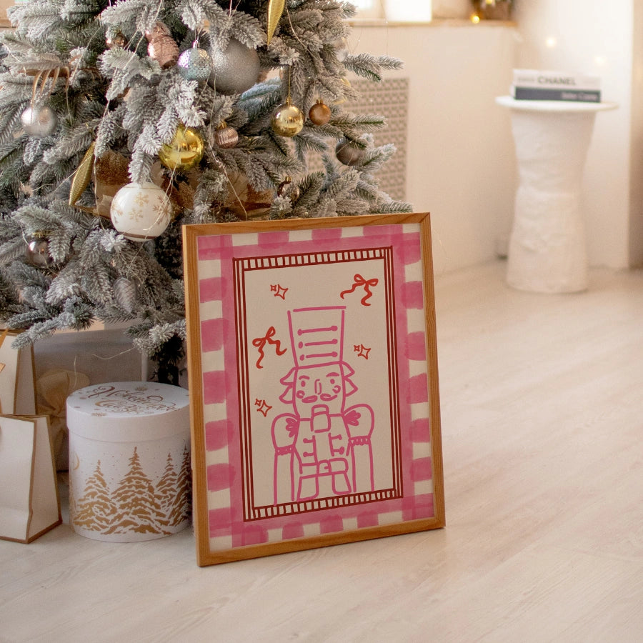 Rosa Nussknacker-Kunst – Kräftig gestreifter Rand