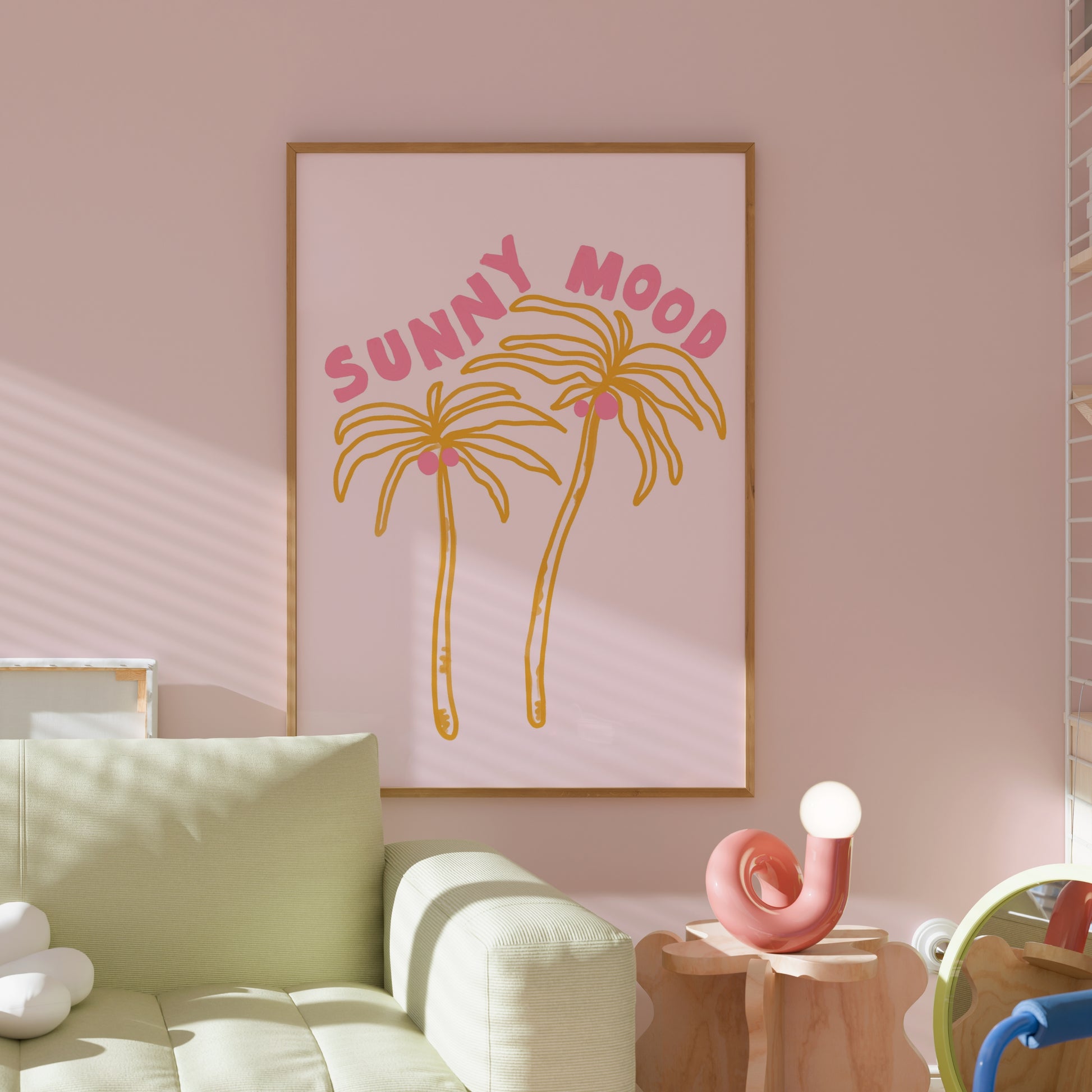 Sunny Mood Palm Tree Wall Art – Tropical Summer Print