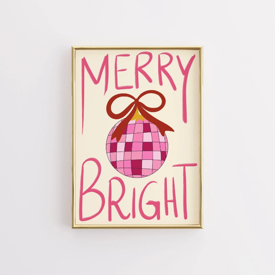 Merry Bright Ornament Wall Art – Girly Festive Holiday Decor