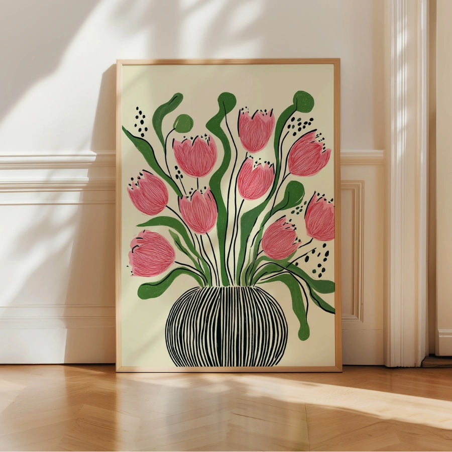 Tulip Flower Wall Art – Pink Floral Printable Poster