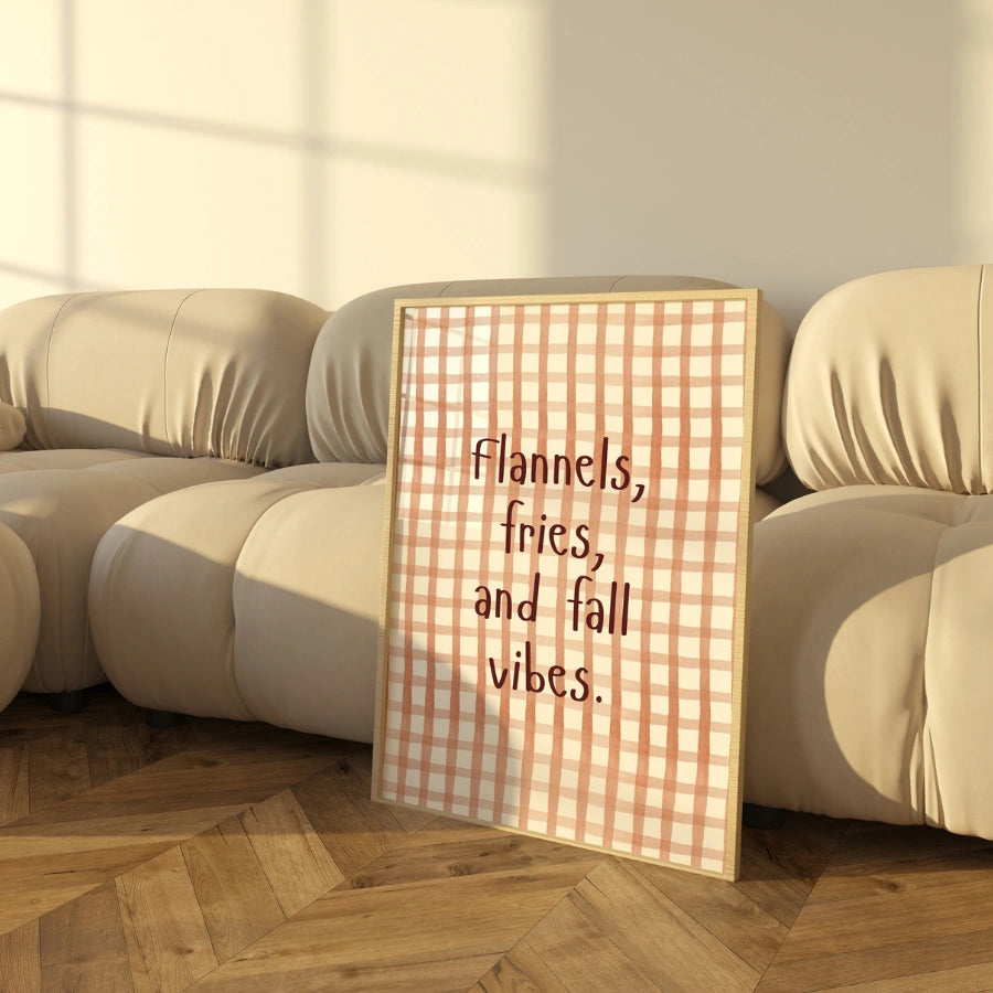 Wandbild „Flanellhemden und Herbststimmung“ – Gemütlicher Herbst-Zitatdruck