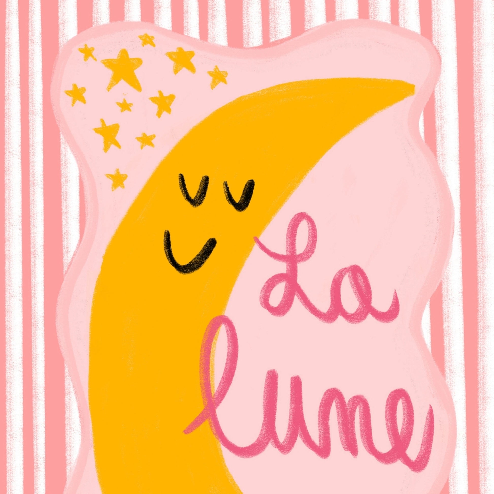 La Lune French Moon Wall Art - Pink Nursery Print