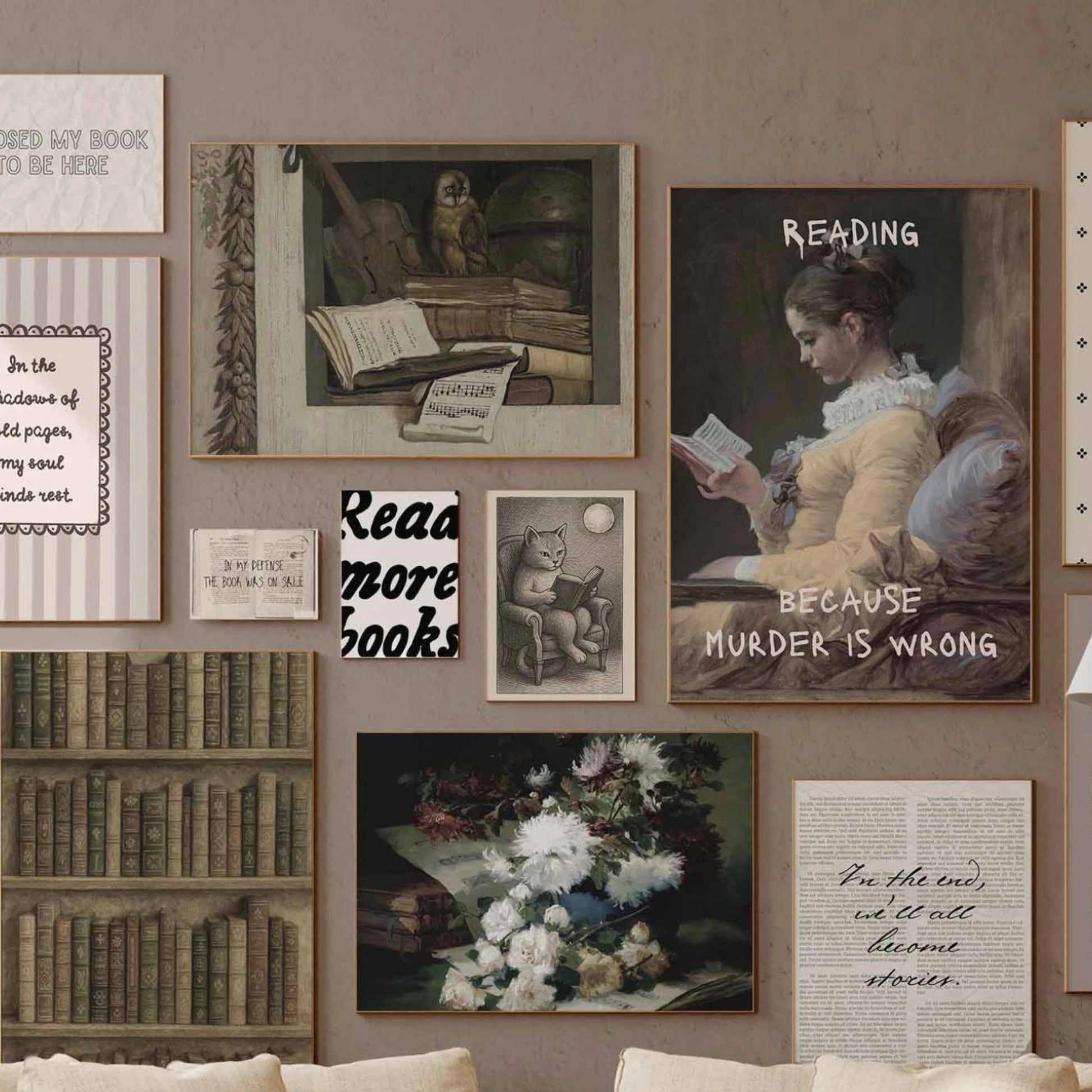 Handmade Dark Academia Bookish Decor, over 70 prints