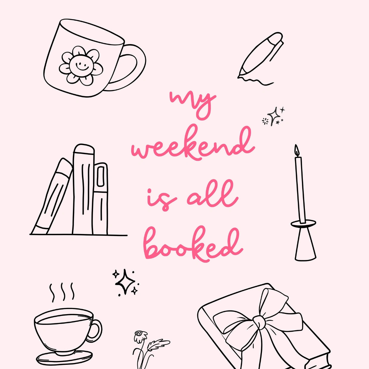 Weekend Booked - Bookish Pink Print