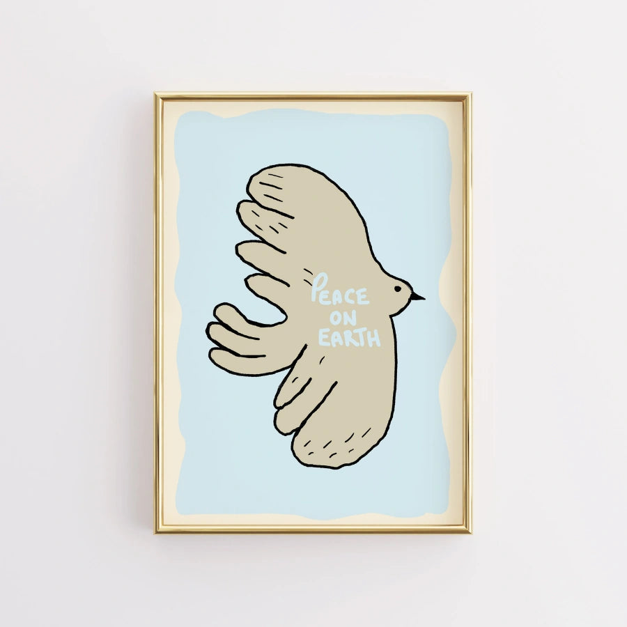 Peace on Earth Christian Wall Art – Minimal Dove Print