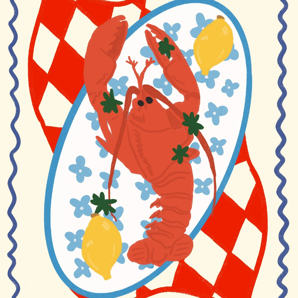 Lobster Wall Art - Retro Seafood Poster