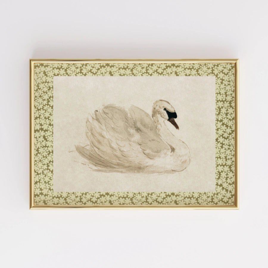 Swan Vintage Nursery Print – Retro Animal Wall Art for Baby Room