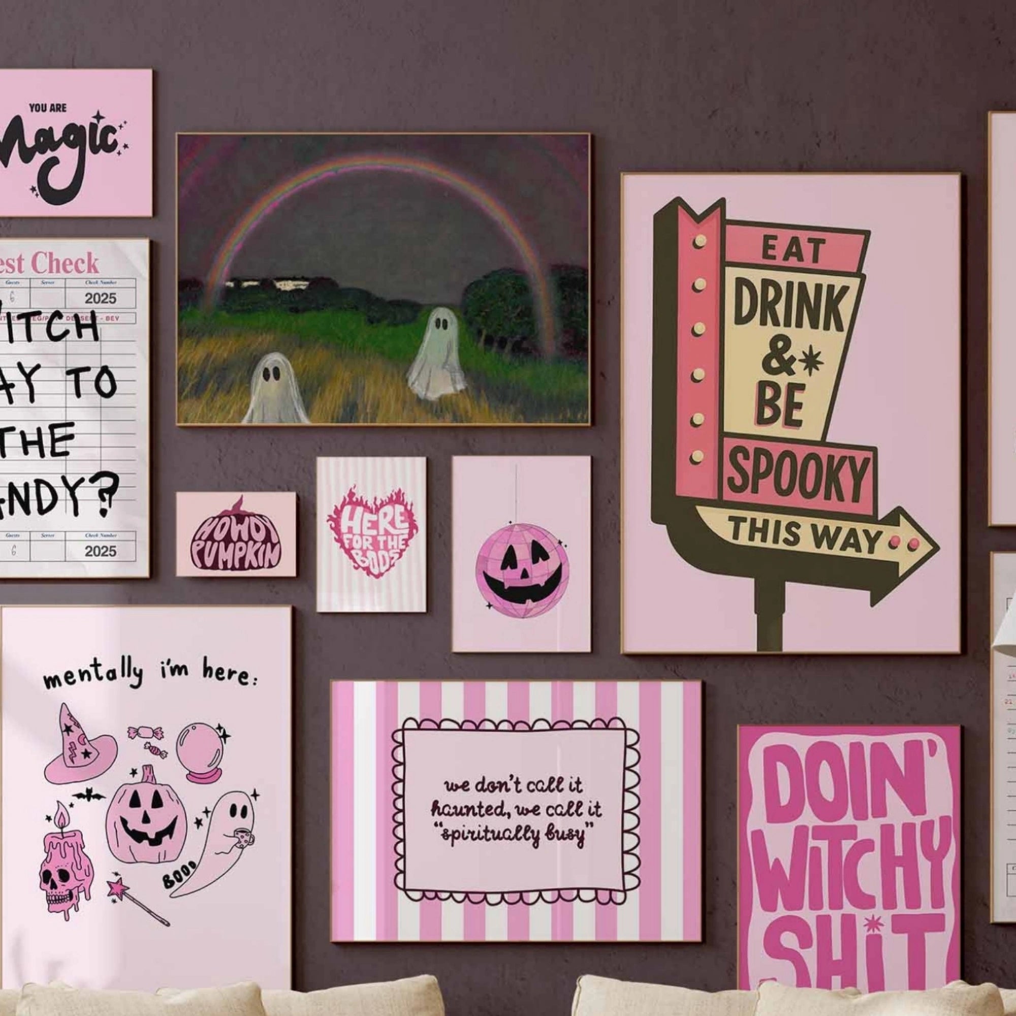 Handmade Pink Halloween Decor - over 120 prints
