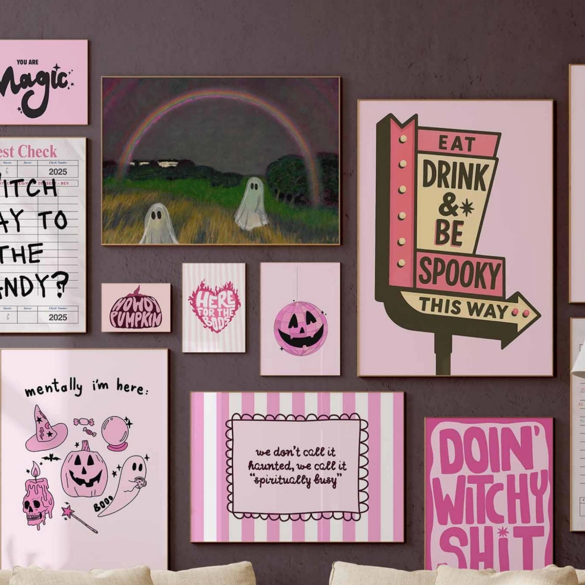 Handmade Pink Halloween Decor - over 120 prints