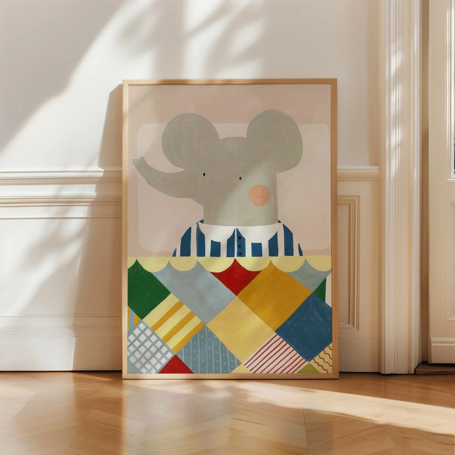 Elefanten-Kinderzimmerbild – Niedliche Tier-Wanddeko für Kinder