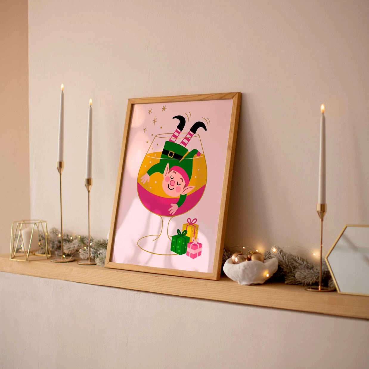 Stampa natalizia dell'elfo ubriaco