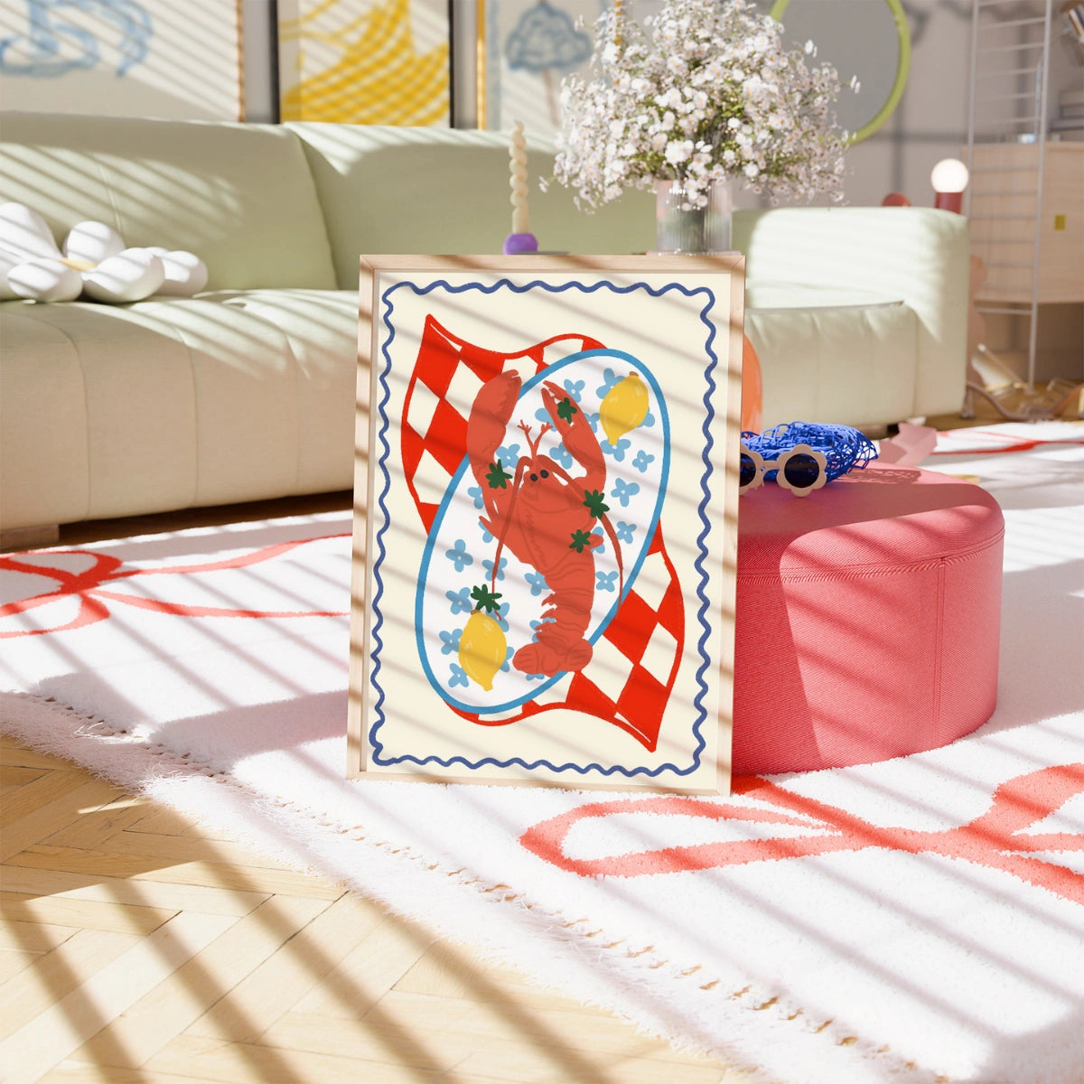 Lobster Wall Art - Retro Seafood Poster