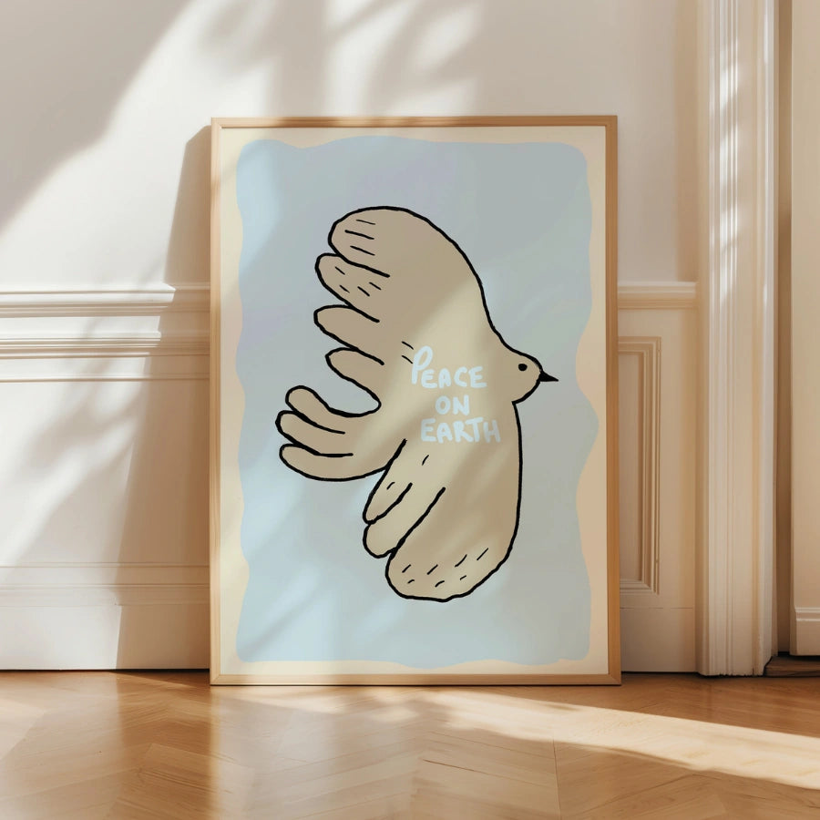 Peace on Earth Christian Wall Art – Minimal Dove Print