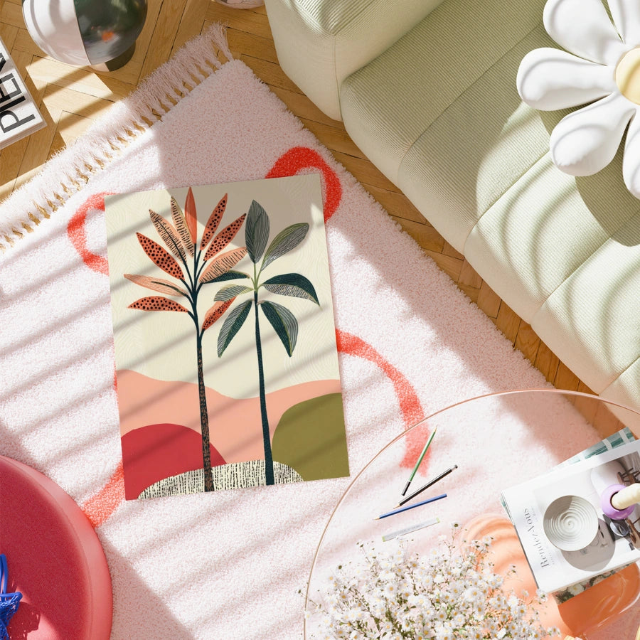 Boho Palm Tree Wall Art – Tropical Abstract Plant Poster