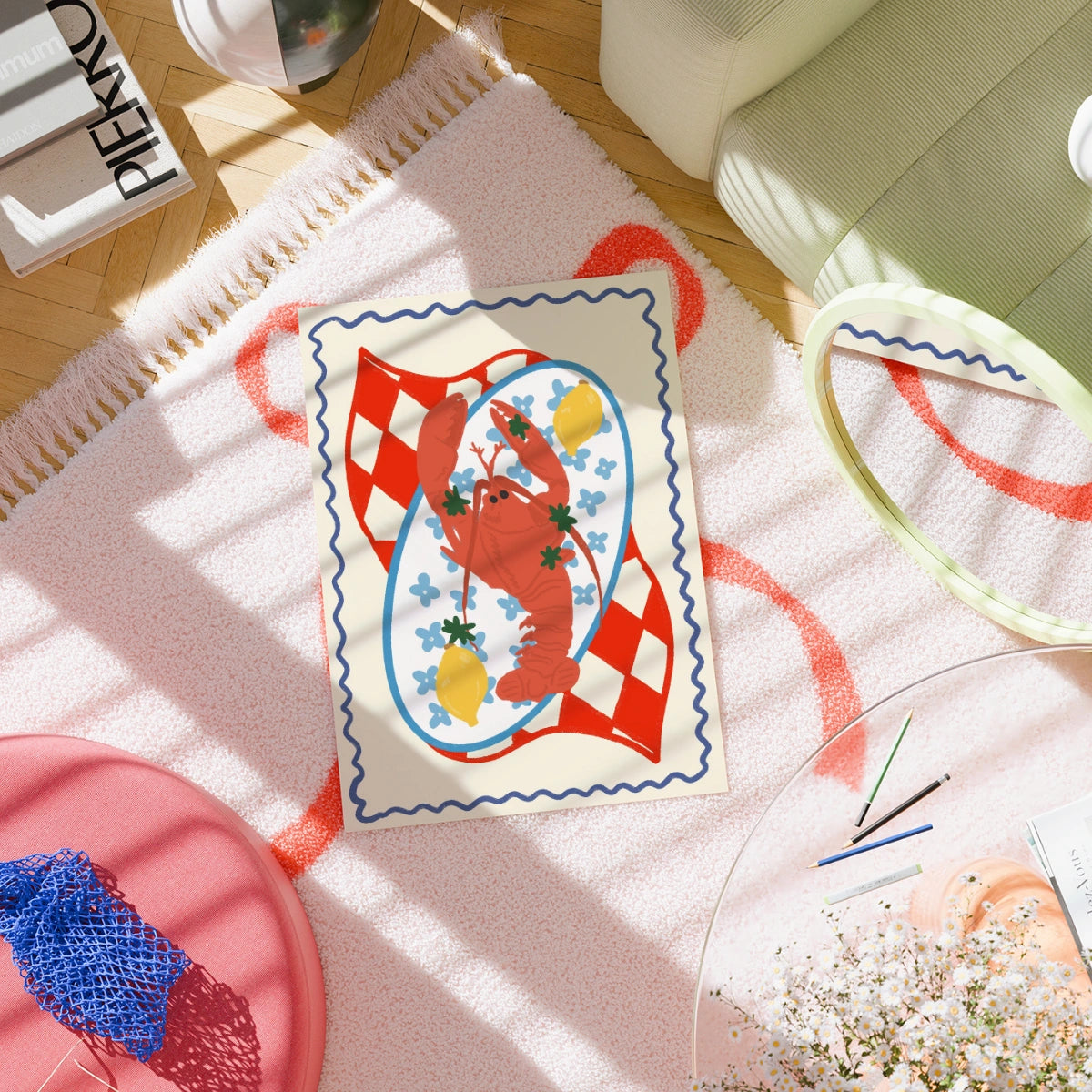 Lobster Wall Art - Retro Seafood Poster