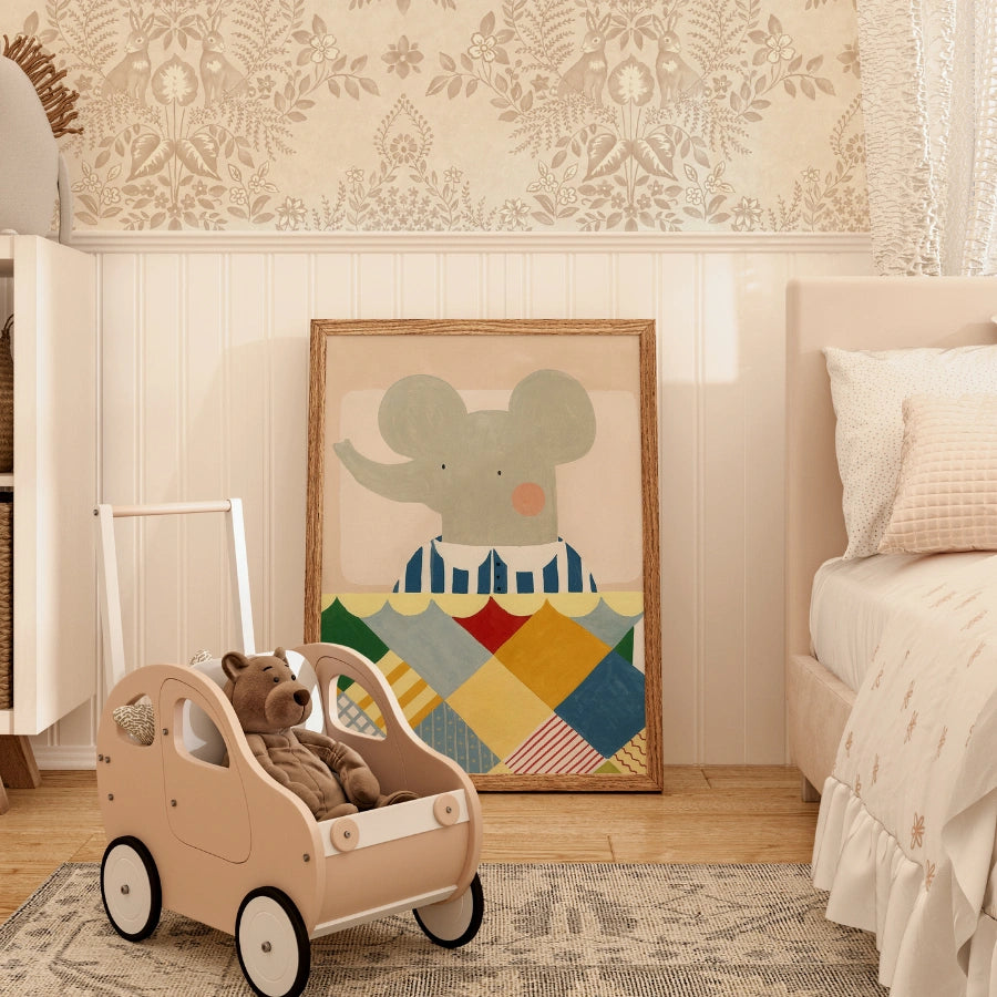 Elefanten-Kinderzimmerbild – Niedliche Tier-Wanddeko für Kinder