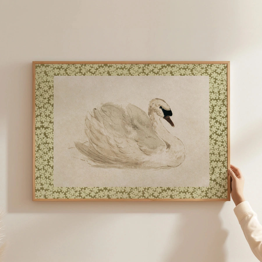 Swan Vintage Nursery Print – Retro Animal Wall Art for Baby Room