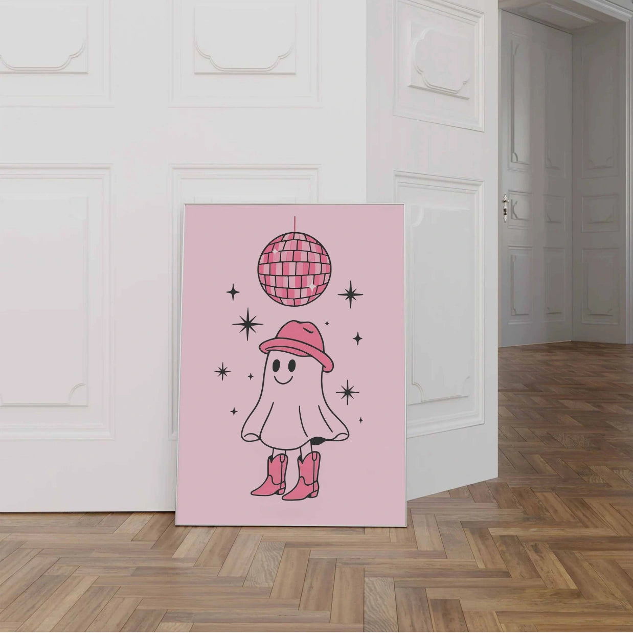 Cowgirl Ghost Disco – Pink Western Halloween Print