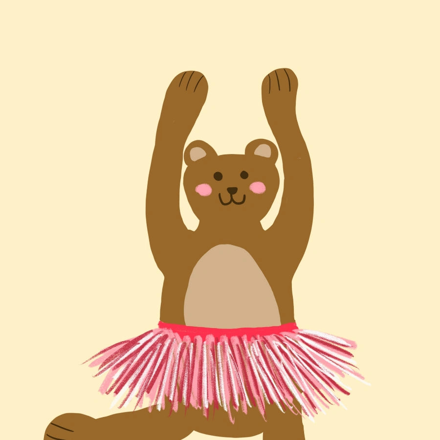 Dancing Bear Nursery Print – Cute Wall Art for Kids Room