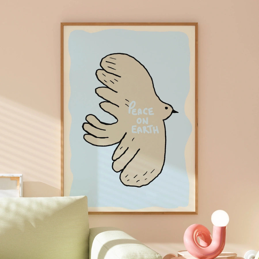 Peace on Earth Christian Wall Art – Minimal Dove Print