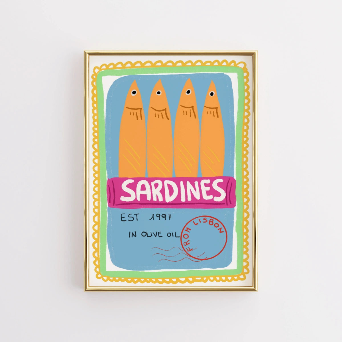 Sardines Wall Art - Retro Coastal Print