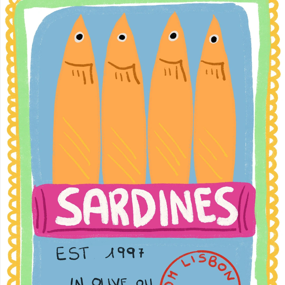 Sardines Wall Art - Retro Coastal Print