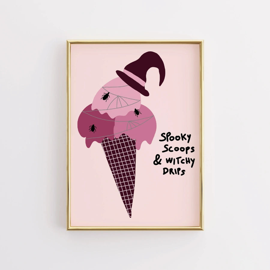 Witchy Ice Cream Print – Spooky Halloween Wall Art