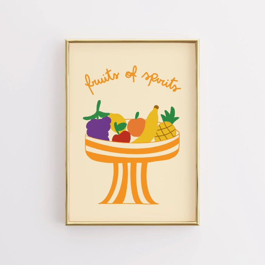 Fruits of the Spirit Christian Wall Art – Colorful Fruit Bowl Print