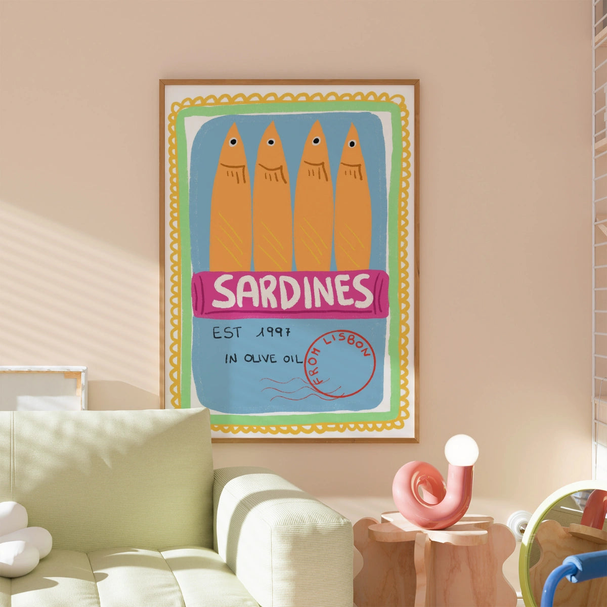 Sardines Wall Art - Retro Coastal Print
