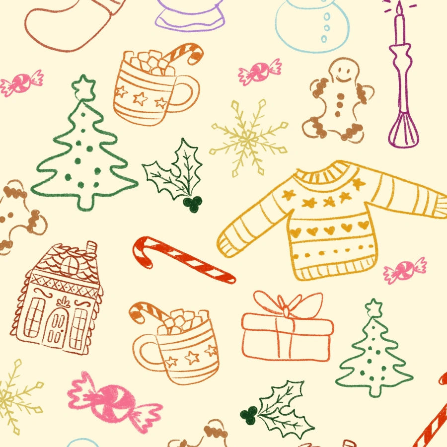 Christmas Doodles Wall Art – Whimsical Festive Sketch Poster