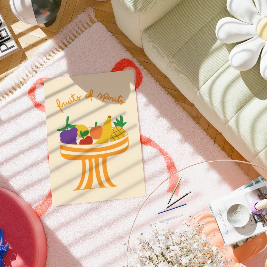 Fruits of the Spirit Christian Wall Art – Colorful Fruit Bowl Print