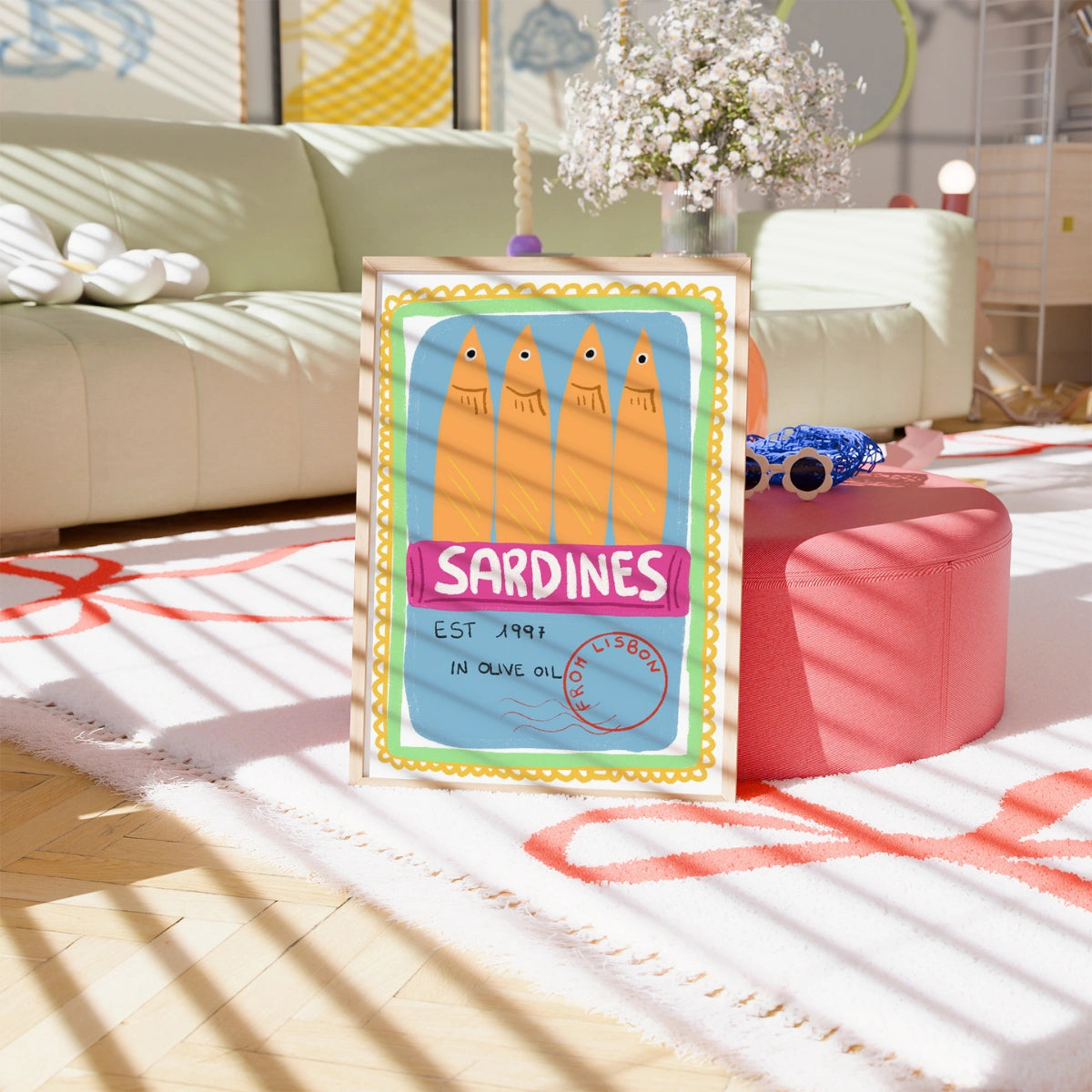 Sardines Wall Art - Retro Coastal Print