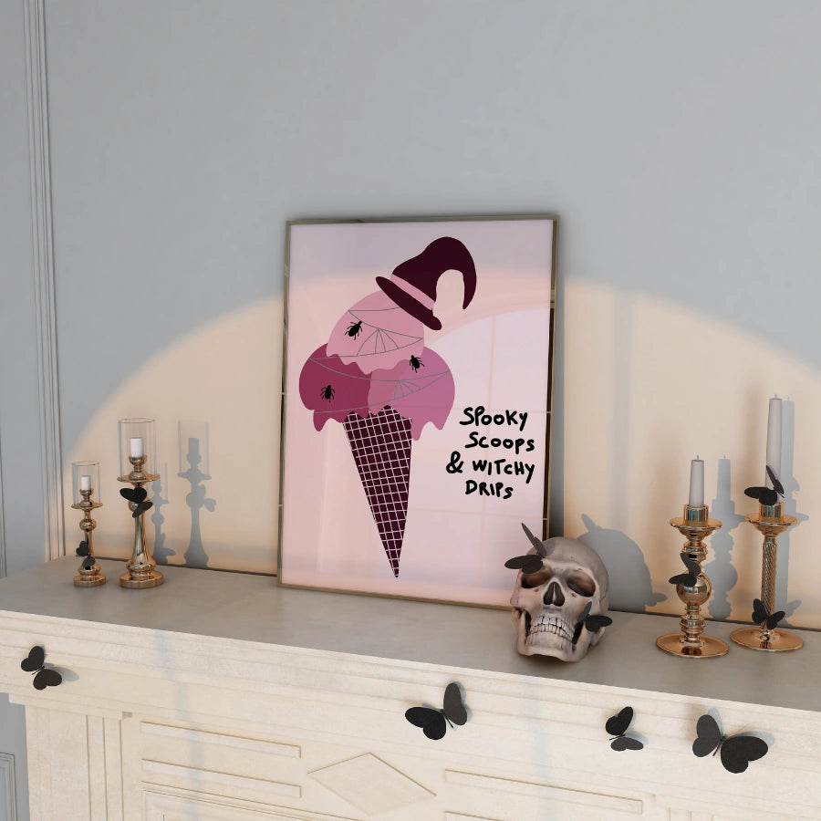 Witchy Ice Cream Print – Spooky Halloween Wall Art