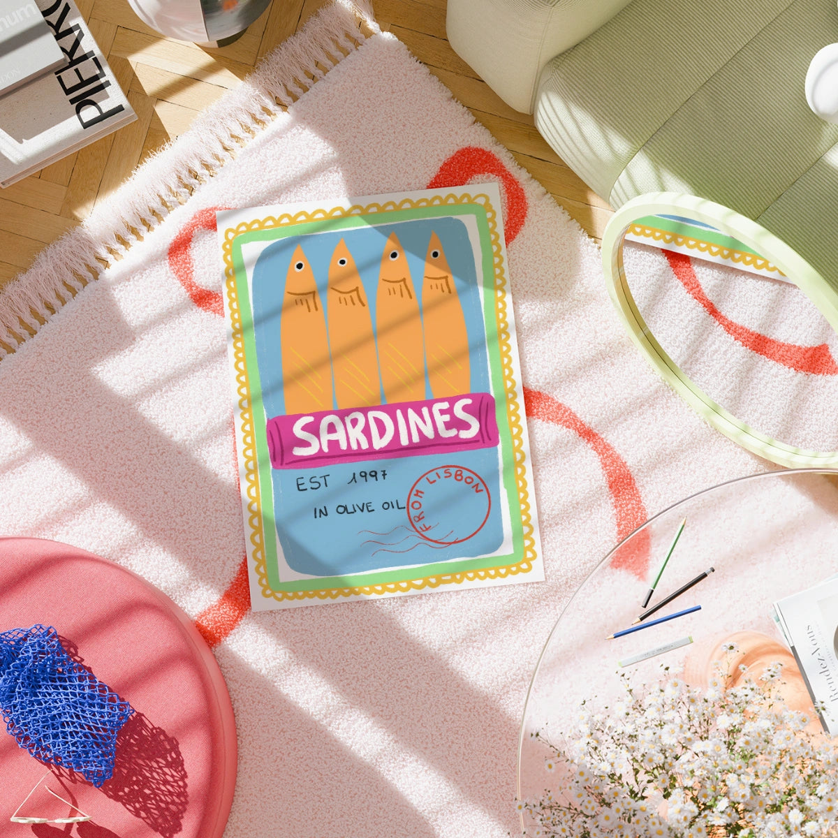 Sardines Wall Art - Retro Coastal Print