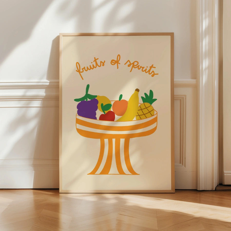 Fruits of the Spirit Christian Wall Art – Colorful Fruit Bowl Print