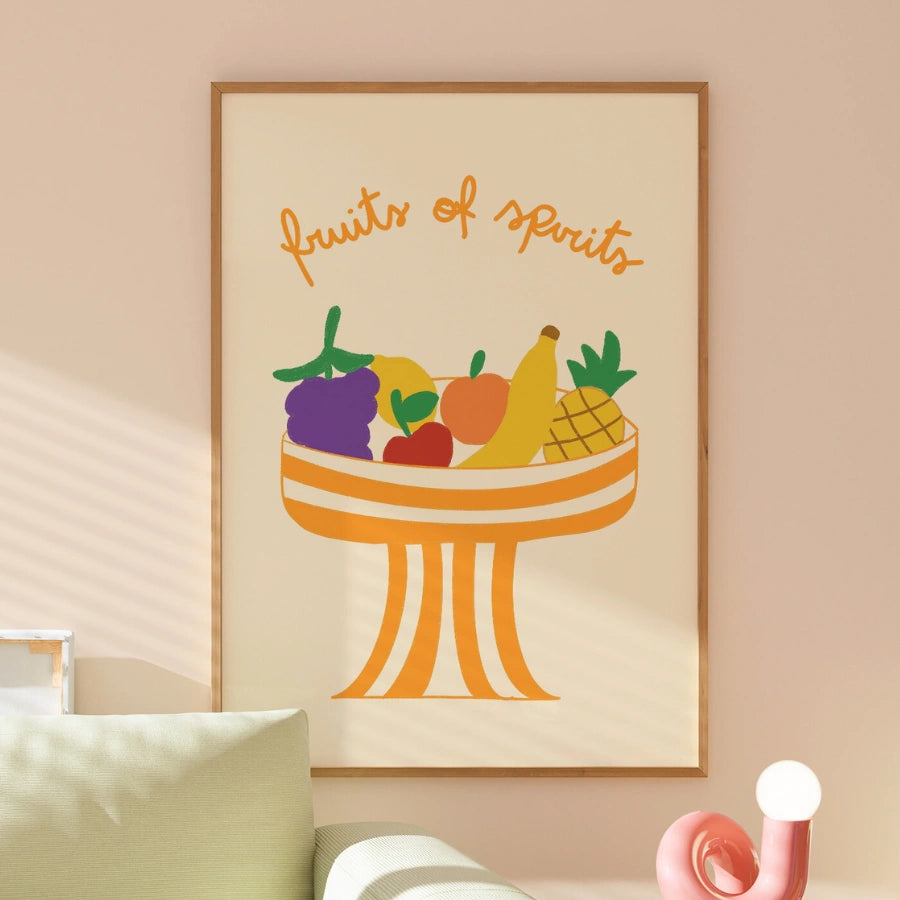 Fruits of the Spirit Christian Wall Art – Colorful Fruit Bowl Print