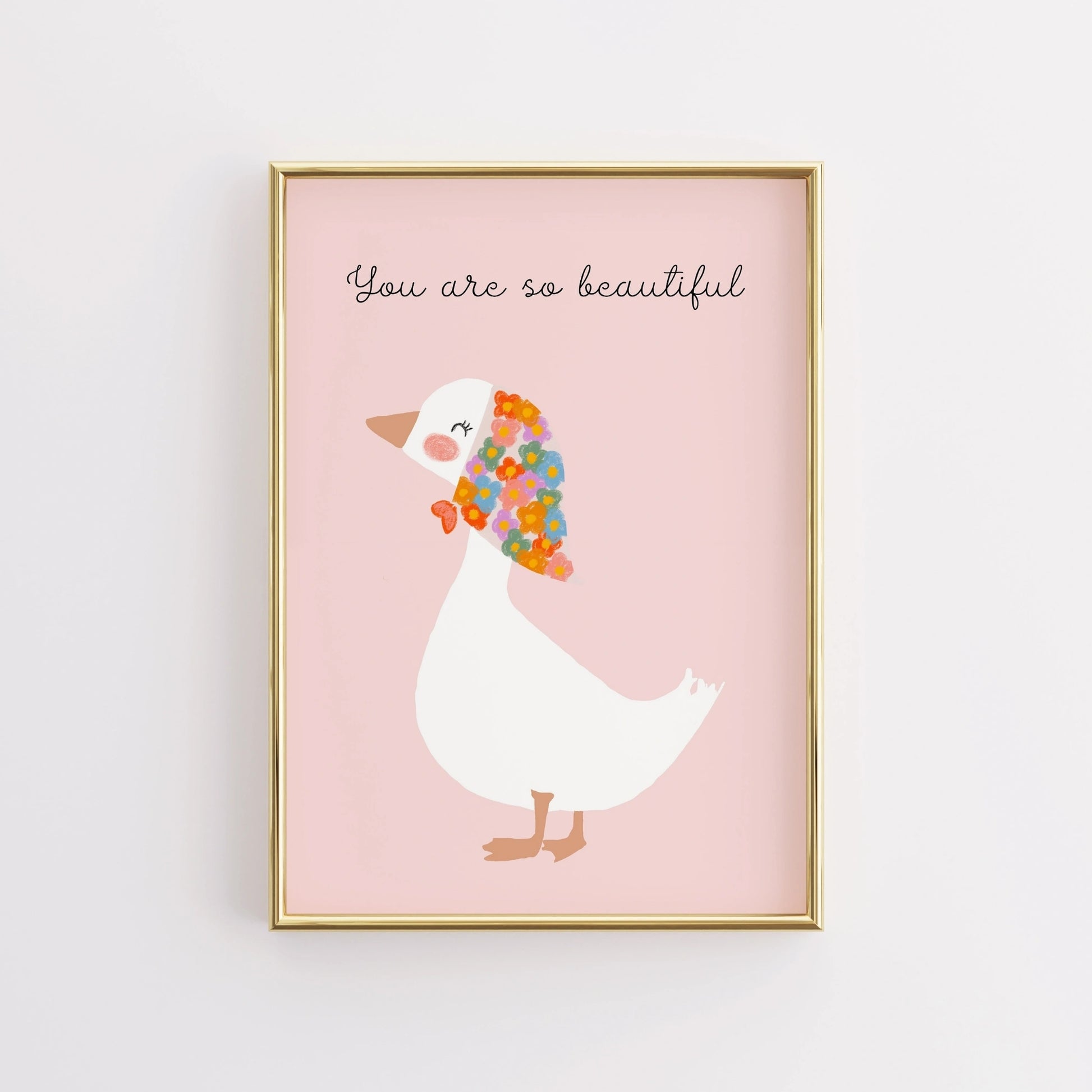 You Are So Beautiful Wall Art - Cute Goose Print for Kids