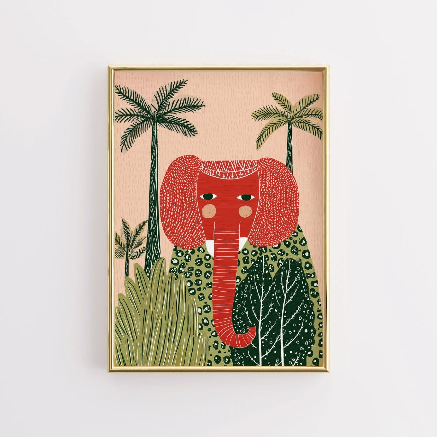Elefanten-Wandbild – Verspielter Safari-Tierdruck 